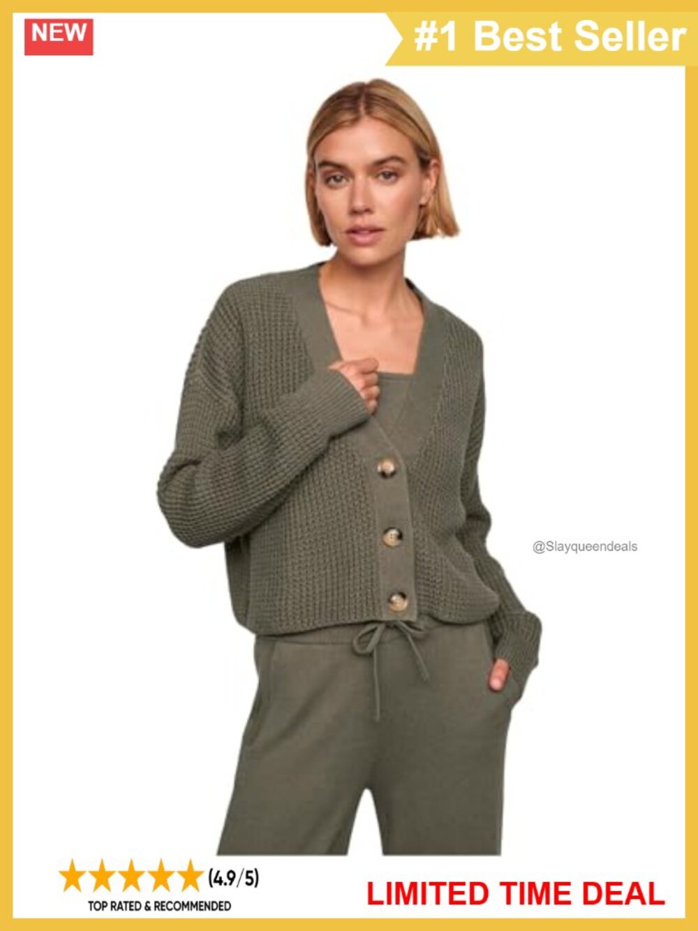 Waffle Stitch Cropped Cardigan Sweater Button Closure Long Sleeve